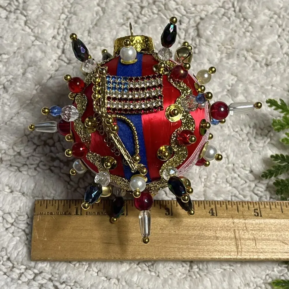 Push Pin Sequins Brooch Satin Thread Ball USA Flag Patriotic Ornament 250th 2026